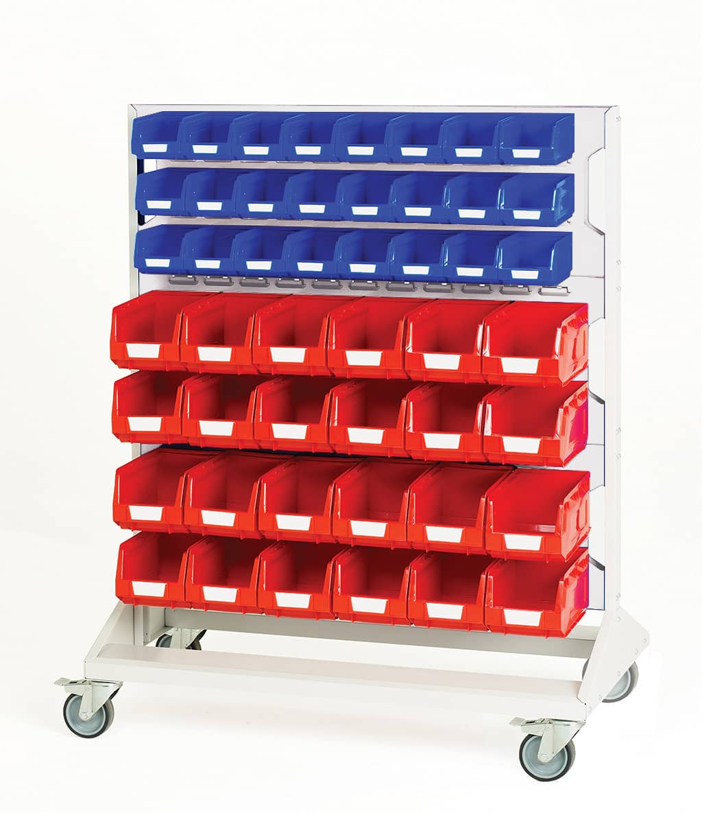 16917226.16.jpg 16917226.16V - Louvre Panel Trolley Double Sided & Bins - Image 1