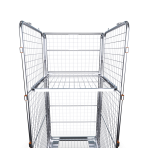 Budget Full Security Nestable Roll Pallet - 735 x 850 x 1690mm  (MESH) c/w Hinged Shelf & Lid - Image 3